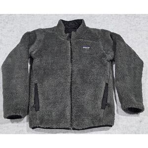 Patagonia Kids Puffer Jacket, Reversable, Dream Song, Black/Gray, Size Kids L